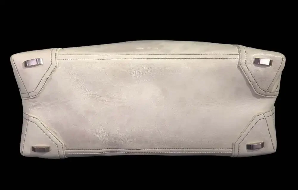 Rick Owens Leather Tote Shoulder Bag Unisex Off White Distressed $1850